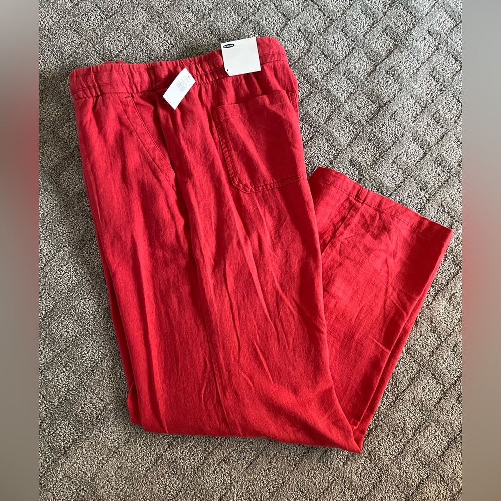 NWT beautiful red Linen blend pants size large
